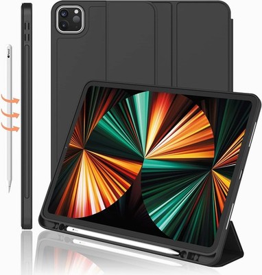 Case for iPad Pro 12.9 Inch 2022/2021 with Pencil Holder, Trifold Stand, Auto Wa