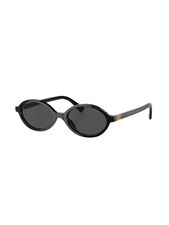Miu Miu SMU 04ZS Women  s Oval Sunglasses   Black Frame / Dark Grey Lenses
