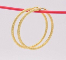 6cm 60mm Plat Grec Clé Boucle Oreilles Véritable 14K Jaune Plaqué Or Argent 925