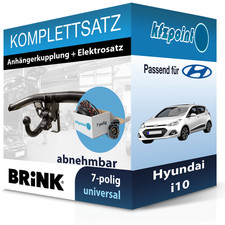 Für Hyundai i10 10.2007-05.2018 BRINK Anhängerkupplung abnehmbar + 7polig E-Satz