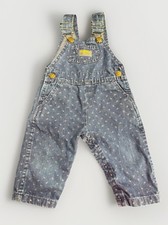 Vintage Oshkosh Bgosh Floral Baby Denim Overalls Sz 24 Months Blue Jean USA Made