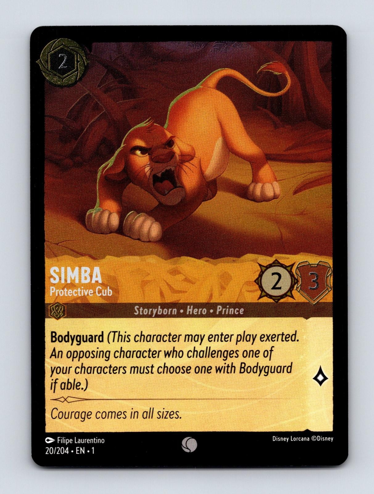 SIMBA - PROTECTIVE CUB 20/204 COMMON THE FIRST CHAPTER LORCANA COLD FOIL NM