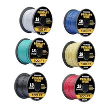 Wire Combo, 6 Colors, 100ft Rolls 600ft Total - Durable Copper Clad 18 Gauge
