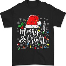 Merry Christmas Buffalo Plaid Santa Hat Red Holiday Family Xmas Unisex T-shirt