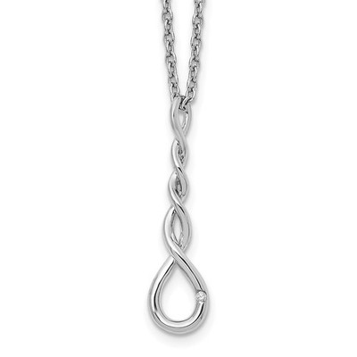 925 Sterling Silver Rhodium-plated 18 Inch Twisted Diamond Chain Necklace