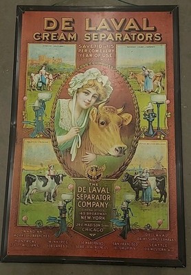 De Laval Cream Separator Sign- Farm Cows - Dairy - Milk - Advertising