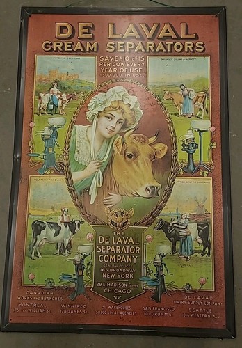 De Laval Cream Separator Sign- Farm Cows - Dairy - Milk - Advertising