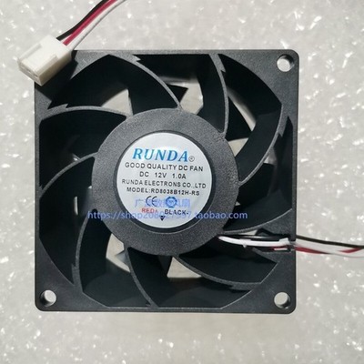 1 PCS  RUNDA Fan RD8038B12H-RS DC12V 1.0A 8038 8cm 3 wire  cooling fan *tn