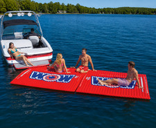 WOW Sports 20Ft Floating Pool and Lake Water Walkway Lounger in RED, 2PK