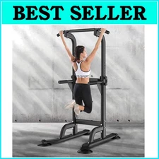 Adjustable Power Tower Dip Station with Pull Up Bar for Versatile Home Workouts