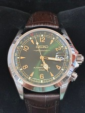 Seiko Prospex Alpinist Automatic 39.5mm Green Dial Leather Band Watch SPB507