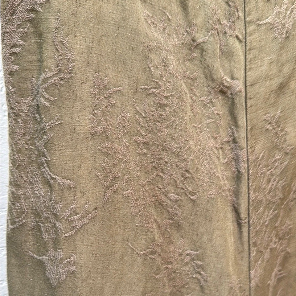 Anthropologie Elevenses Green Damask Wide Leg Jumpsuit Linen Blend Size 0 - Image 2 of 4