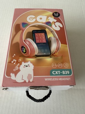 Cat Ear Wireless Headphones W/MIC Speaker RGB LED Lights CXT-B39M Bluetooth New