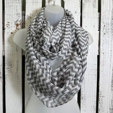 Gray Chevron Infinity Scarf Lightweight Soft Womens Fashion Accessory Y2K 2010'