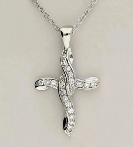 Authentic 2 Ct Round Cut Lab Created Diamond 14K White Gold Plated Women's Cross Pendant