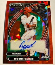 2026 Leaf Baseball Nation RAUDI RODRIGUEZ Angels Red Crystal Autograph Auto 3/3