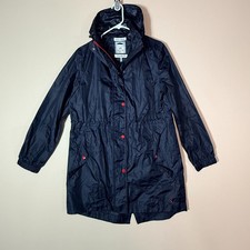 Joules Rain Coat Jacket Full Zip Shell Hoodie Hoody Blue Women's Size Medium M