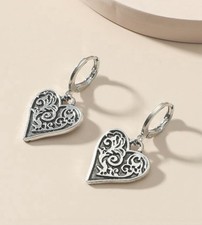 Heart Dangle Earrings With Hoop