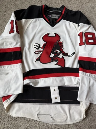 Game Worn Halischuk Lowell Devils Defunct AHL Authentic Hockey Jersey White 58