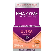 Phazyme Gas Relief, Ultra Strength Gas and Bloating Relief for Adults, 180 mg...