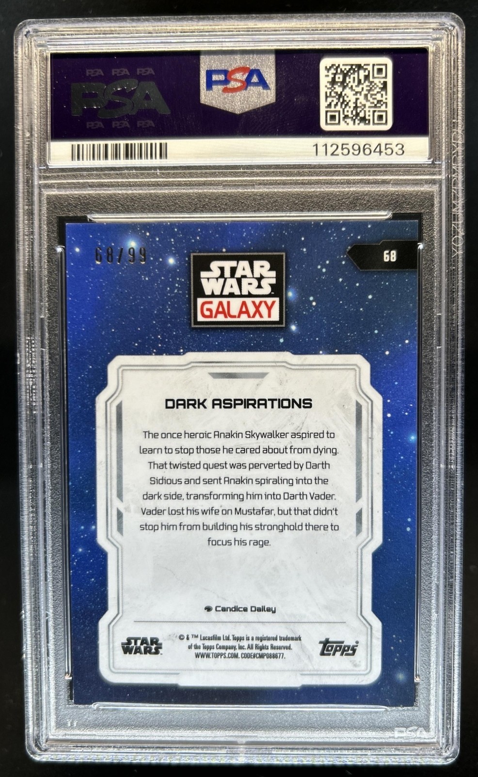 2024 Topps Chrome Star Wars Galaxy Dark Aspirations Wave Refractor #/99 PSA 10 view 2