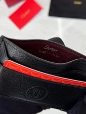 CARTIER Black Leather Double Card Holder Wallet Must de Cartier New Fullbox 2025