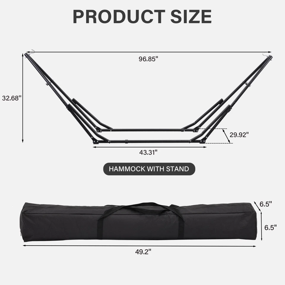 Ainfox 2-in-1 Hammock & Swing Chair with Stand, 550 lbs Capacity, Black - Image 2 of 4