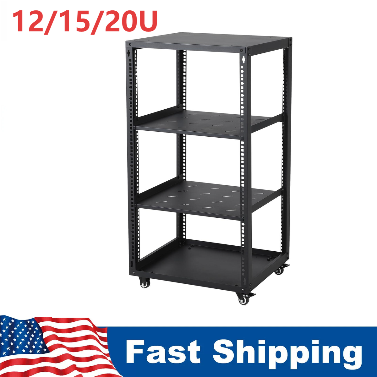 12U 15U 20U Open Frame Server Rack Network Rack with Casters Floor