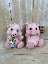 2 Vintage Russ Plush Pink Pigs 7" tall You're Special Tag