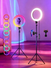 12  LED Ring Light Kit with 63  Tripod Stand 2 Phone Holders 38 Colors