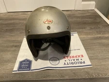 ORIGINAL 1976 BELL SUPER MAGNUM AUTO MOTORCYCLE RACING HELMET - SILVER