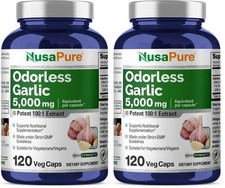 NusaPure Odorless Garlic 100:1 Extract | 50 mg per Capsule (Equivalent to 5,000