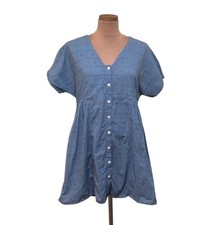 Madewell Button Front Mini Dress Size Medium Blue Eyelet