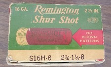 Vintage Remington Kleanbore Shur Shot 16 Gauge Empty Box Dupont Smokeless