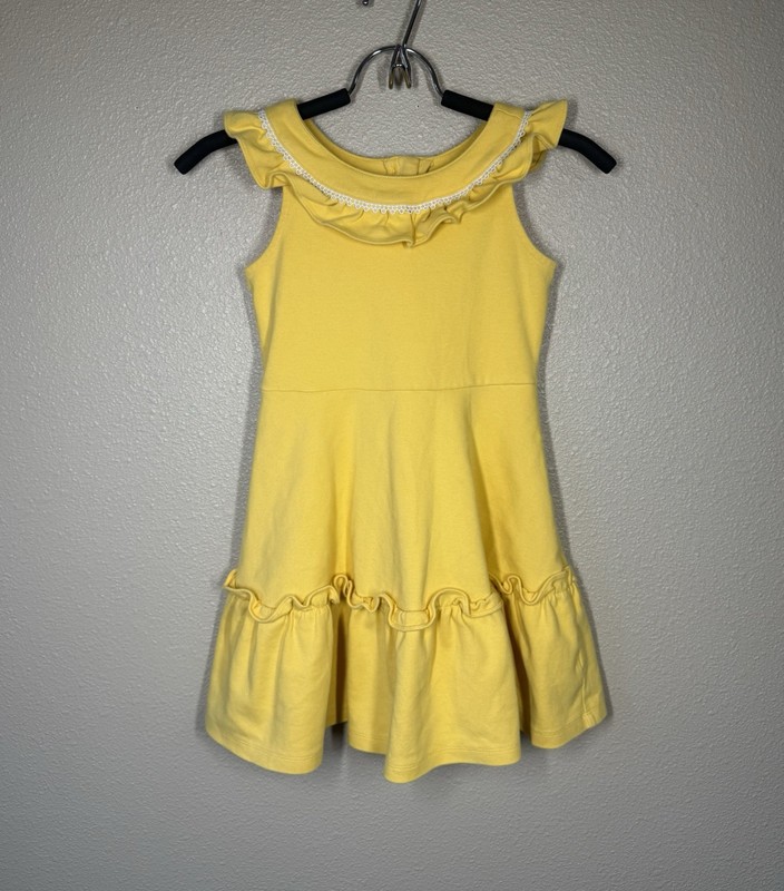 Jaine and Jack Circle Trim Ruffle Ponte Dress Yellow Girl’s size 8