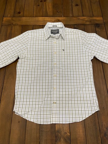 Abercrombie & Fitch, Vintage Abercrombie Fitch Shirt Mens XL White Blue Green Plaid Tattersall