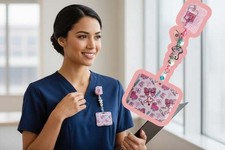 Badge Reel ID Holder Medical Nurse IV STAT New Retractable Beaded Badge Holder