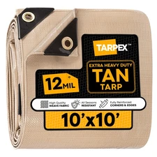 TARPEX - 12 Mil Tan Extra Heavy Duty Poly Tarp 10' x 10'