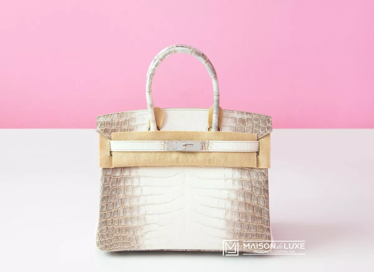 NEW HERMES 30 BLANC HIMALAYAN BIRKIN HIMALAYA WHITE CROCODILE BAG KELLY  HANDBAG