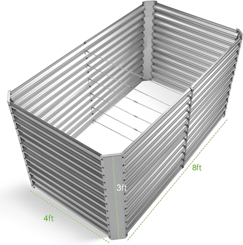 8X4X3Ft Rectangular Galvanized Raised Garden Beds, 36" Tall Large-Capacity Metal - Picture 2 of 8