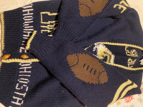 VTG 90s U of Michigan Wolverines Football Cardigan Sweater BellePointe Sz L New! - Picture 11 of 17