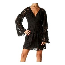 BCBGeneration Fit & Flare Mesh Floral Bell Sleeves w/bra Size 4 Clubwear Party