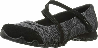 Skechers Women's Bikers-Ripples Mary Jane Flat Bikers-Clocked 6, Black Knit | eBay