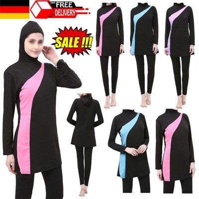 Frauen Muslim Islamisch Badeanzug Modest Strand Bodycon Burkini Set Schwimmanzug