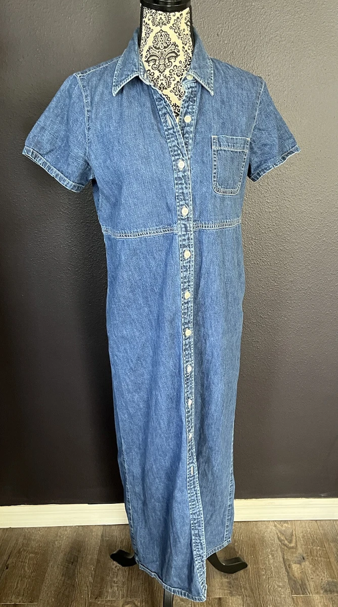 Jones New York Women s Sz 8 Denim Shirt Dress Short Sleeve Button Modest