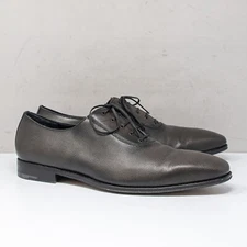Salvatore Ferragamo Grey Perforated Leather Oxfords, Mens 10.5 D