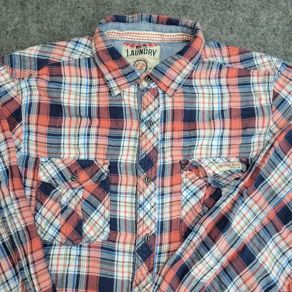Tokyo Laundry Shirt Mens Large Red Plaid Western Grunge Y2K Casual Streetwear - Image 4 of 4