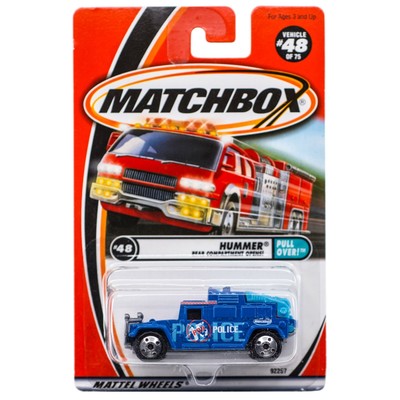 Matchbox #48 Hummer Blue Police Pull Over! Series 2001 New On Card