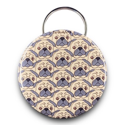 Pug Dog Pattern Retro Bottle Opener Keychain Handmade Pet Portrait Accessory