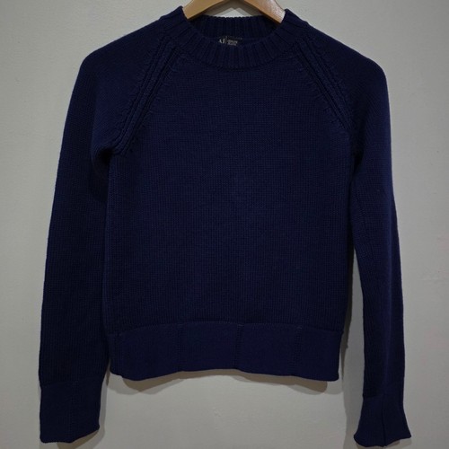 Armani Jeans Jumper AUS 8 US4 Blue Wool Knit Sweater Italy Fisherman